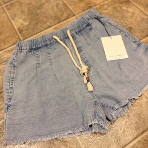 Spiritual Gangster Meadow Chambray Shorts XS Light Blue Tencel Elastic Waist NEW